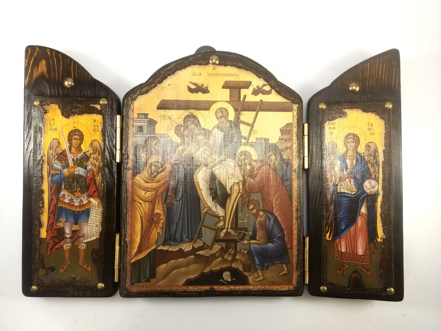 The Deposition of Christ Triptych with Archangels, 30×21 cm