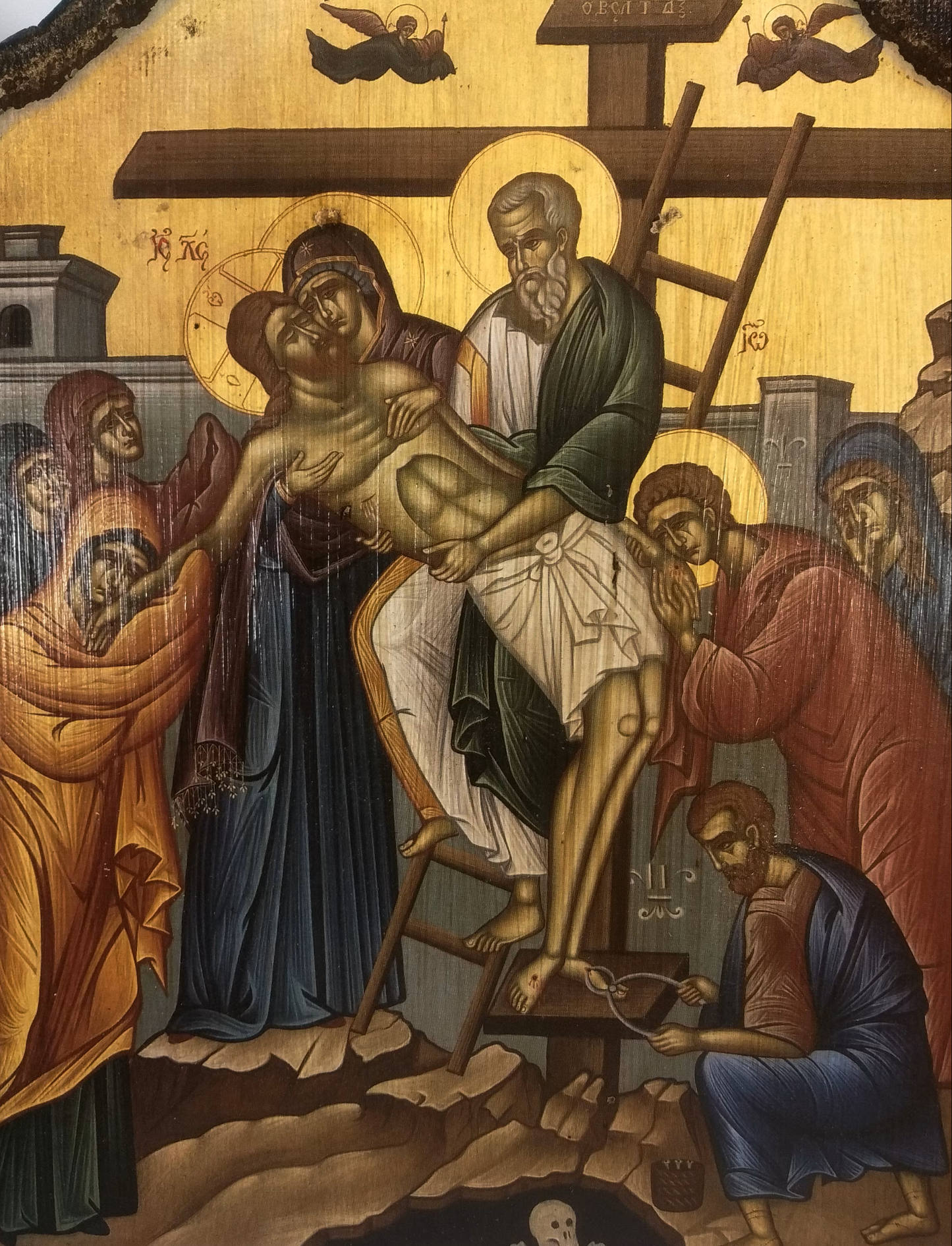 The Deposition of Christ Triptych with Archangels, 30×21 cm