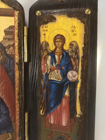 The Deposition of Christ Triptych with Archangels, 30×21 cm
