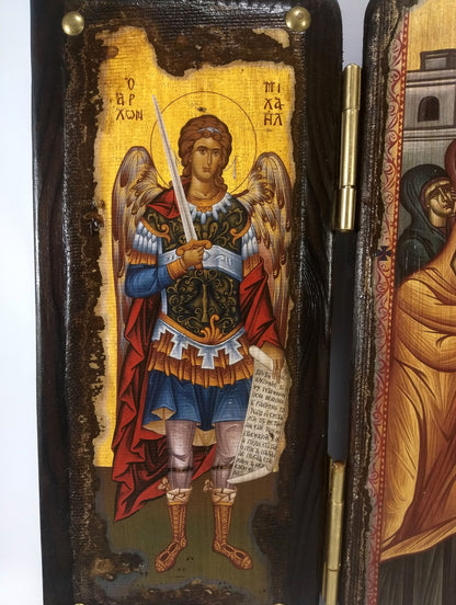 The Deposition of Christ Triptych with Archangels, 30×21 cm