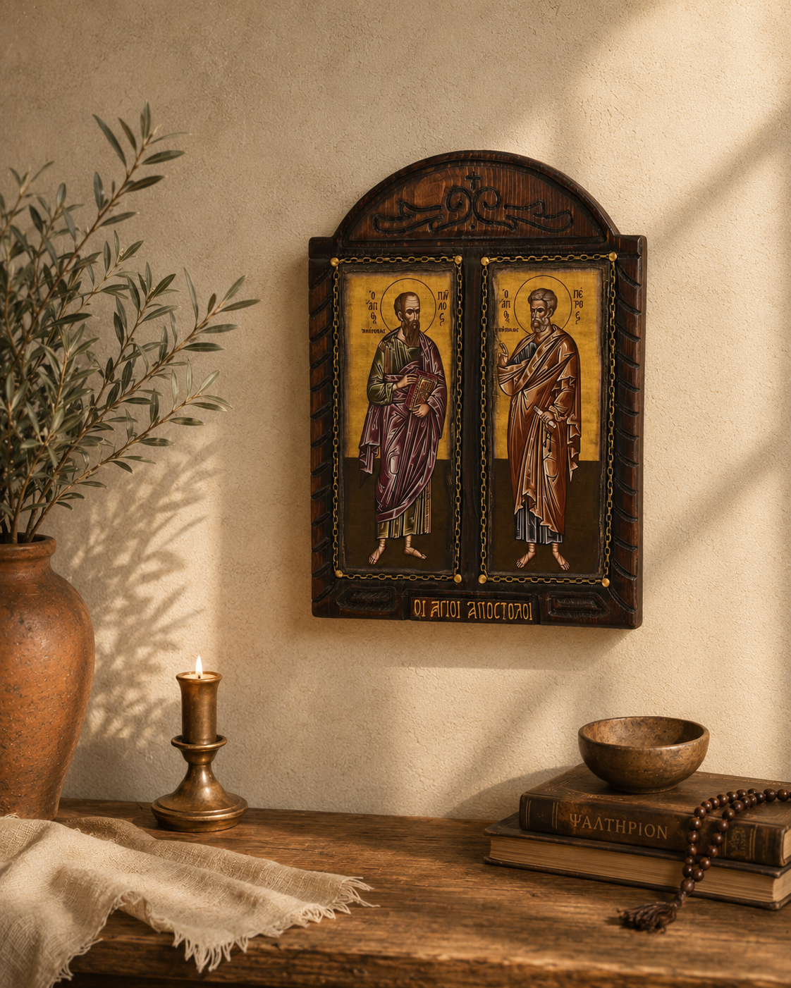 Saints Peter & Paul Byzantine Icon, 40×29 cm
