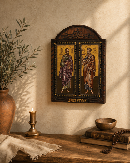 Saints Peter & Paul Byzantine Icon, 40×29 cm