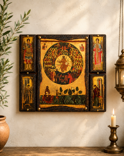 All Saints Byzantine Icon with Annunciation, 30×36 cm