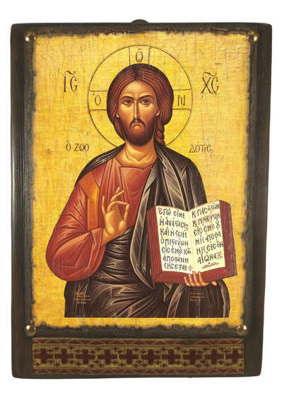 Christ Pantocrator Blessing Icon, 31×23 cm