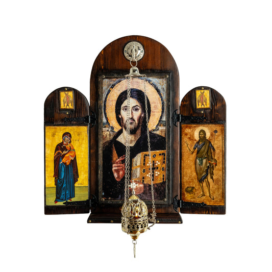 Christ of Sinai with Virgin Mary & Saint John, 62×60 cm