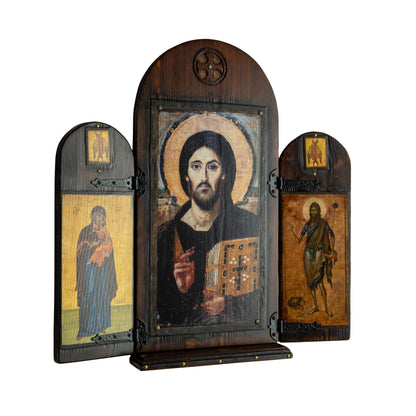 Christ of Sinai with Virgin Mary & Saint John, 62×60 cm