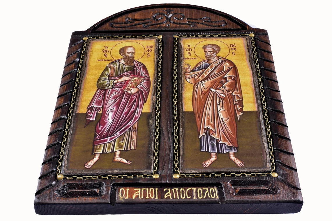 Saints Peter & Paul Byzantine Icon, 40×29 cm