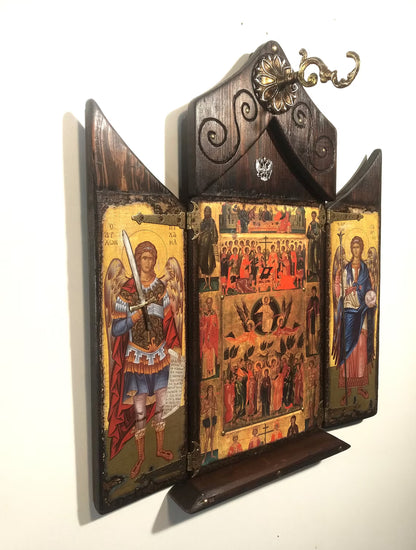 The Ascension of Christ Iconostasis with Archangels, 68×57 cm