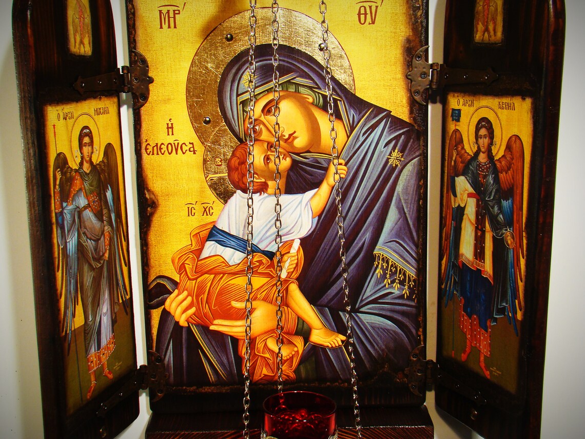 Virgin Mary Eleousa Iconostasis, 60×57 cm