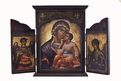 Virgin Mary Triptych with Archangels, 40×58 cm