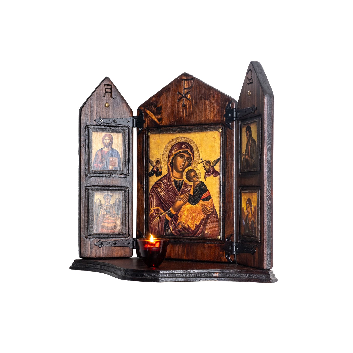 VVirgin Mary & Christ Triptych with Archangels, 40×47 cm