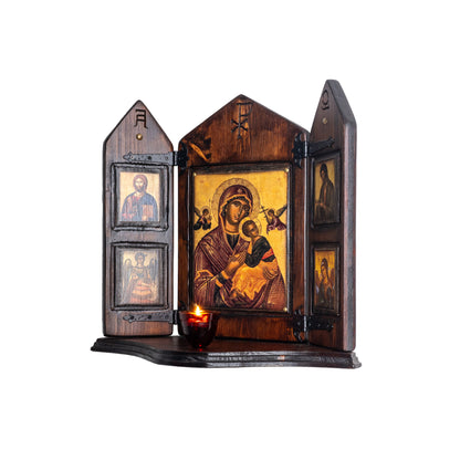 VVirgin Mary & Christ Triptych with Archangels, 40×47 cm