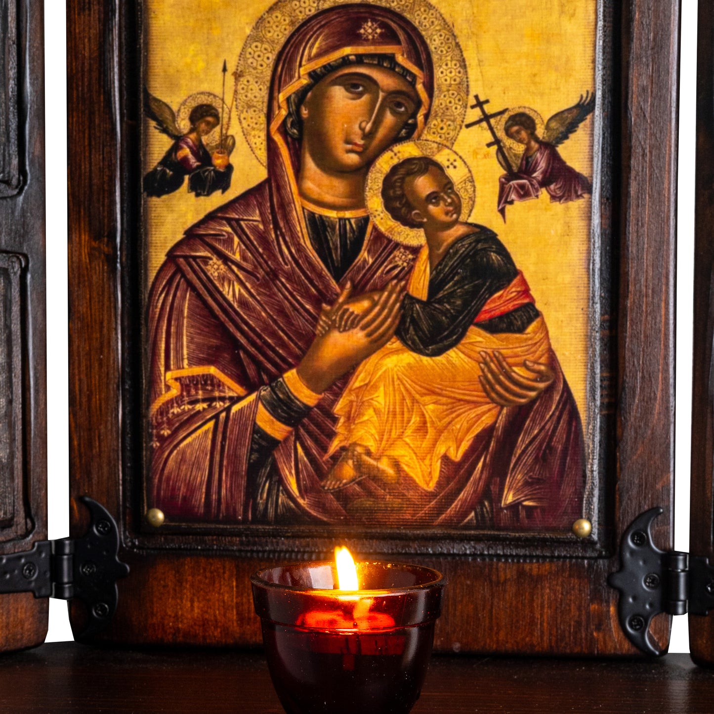VVirgin Mary & Christ Triptych with Archangels, 40×47 cm