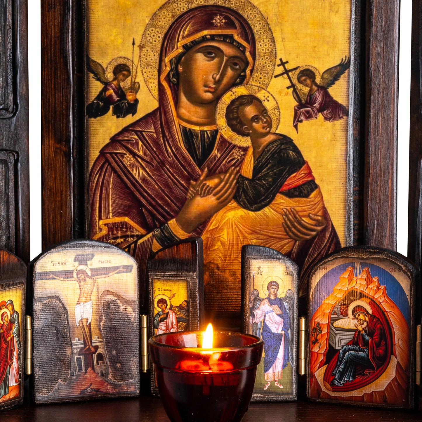 Virgin Mary, Christ & Saints Iconostasis, 40×47 cm