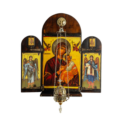 Virgin Mary & Christ Triptych with Archangels, 40×47 cm