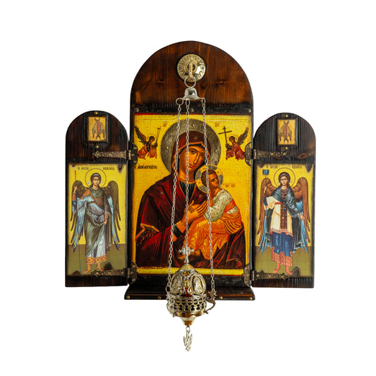 Virgin Mary & Christ Triptych with Archangels, 40×47 cm