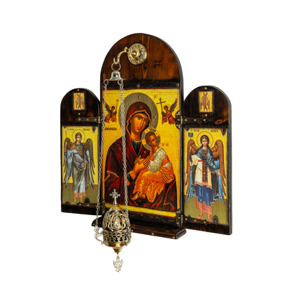 Virgin Mary & Christ Triptych with Archangels, 40×47 cm