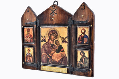 Virgin Mary, Christ & Saints Triptych, 40×24 cm