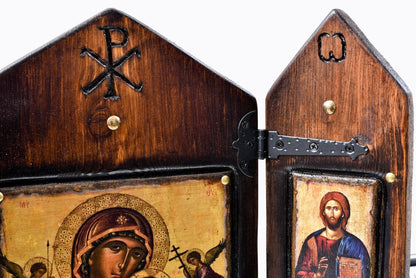 Virgin Mary, Christ & Saints Triptych, 40×24 cm