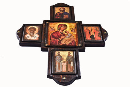 Cross-Shaped Byzantine Iconostasis, 60×47 cm