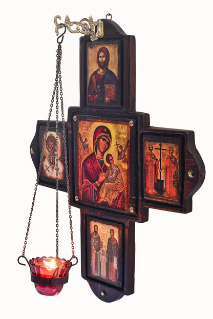 Cross-Shaped Byzantine Iconostasis, 60×47 cm