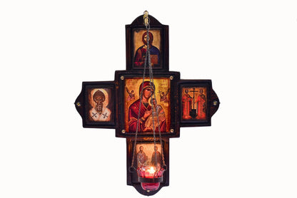 Cross-Shaped Byzantine Iconostasis, 60×47 cm