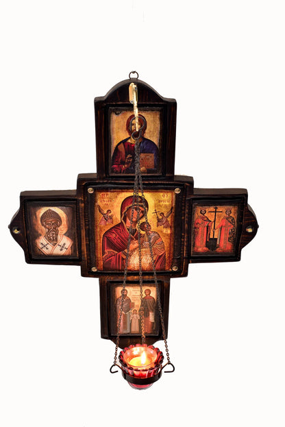 Cross-Shaped Byzantine Iconostasis, 60×47 cm
