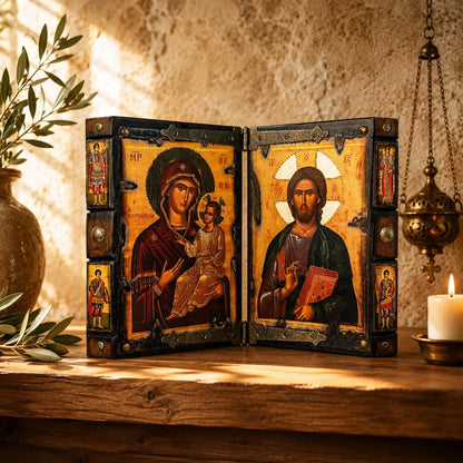 Virgin Mary & Christ Diptych, 30×48 cm