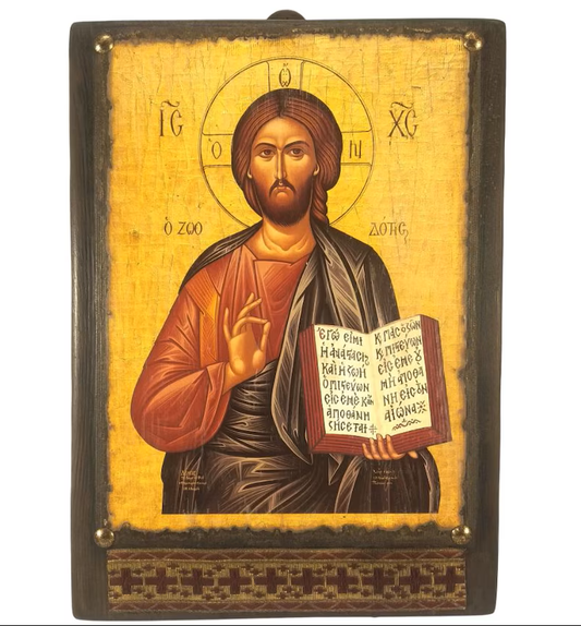 Christ Pantocrator Blessing Icon, 31×23 cm