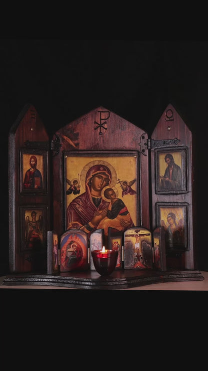 Virgin Mary, Christ & Saints Iconostasis, 40×47 cm