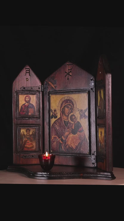 VVirgin Mary & Christ Triptych with Archangels, 40×47 cm