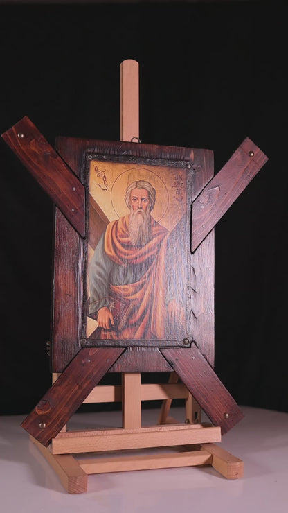 Saint Andrew Icon with X-Shaped Cross, 49×44 cm