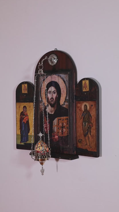 Christ of Sinai with Virgin Mary & Saint John, 62×60 cm