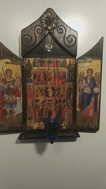The Ascension of Christ Iconostasis with Archangels, 68×57 cm