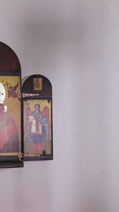 Virgin Mary & Christ Triptych with Archangels, 40×47 cm