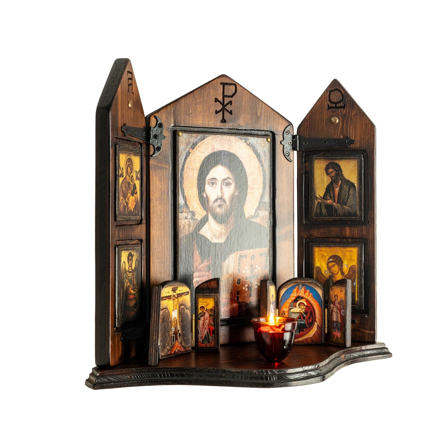 Christ of Sinai Iconostasis with Virgin Mary, Saint John & Archangels, 40×47 cm